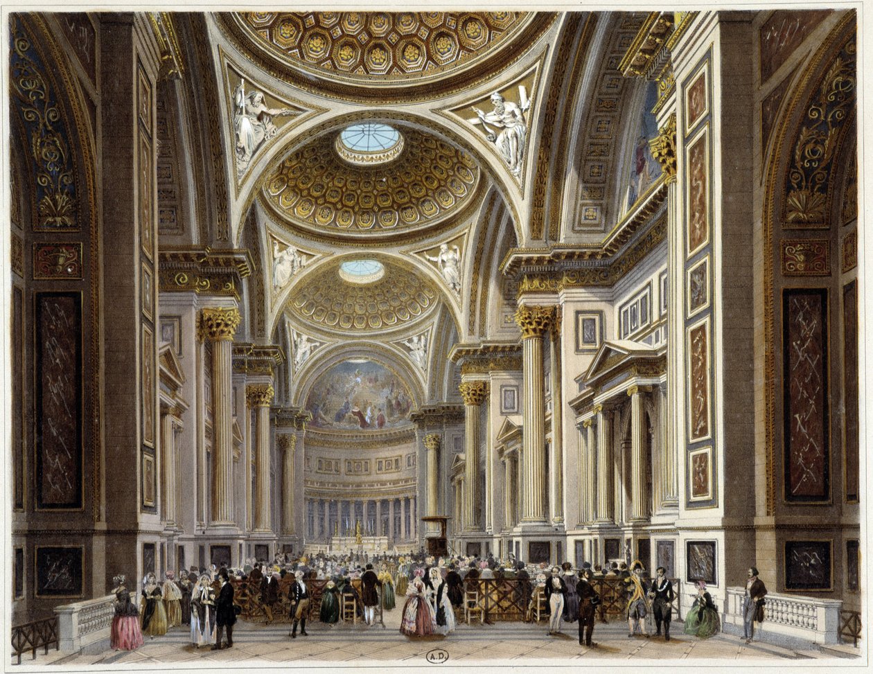 A Madeleine-templom belseje - in „” Promenade dans Paris et ses environs””, Jacottet és Benoist rajzai, szerk. Gihaut Frères alkotó: Philippe Benoist
