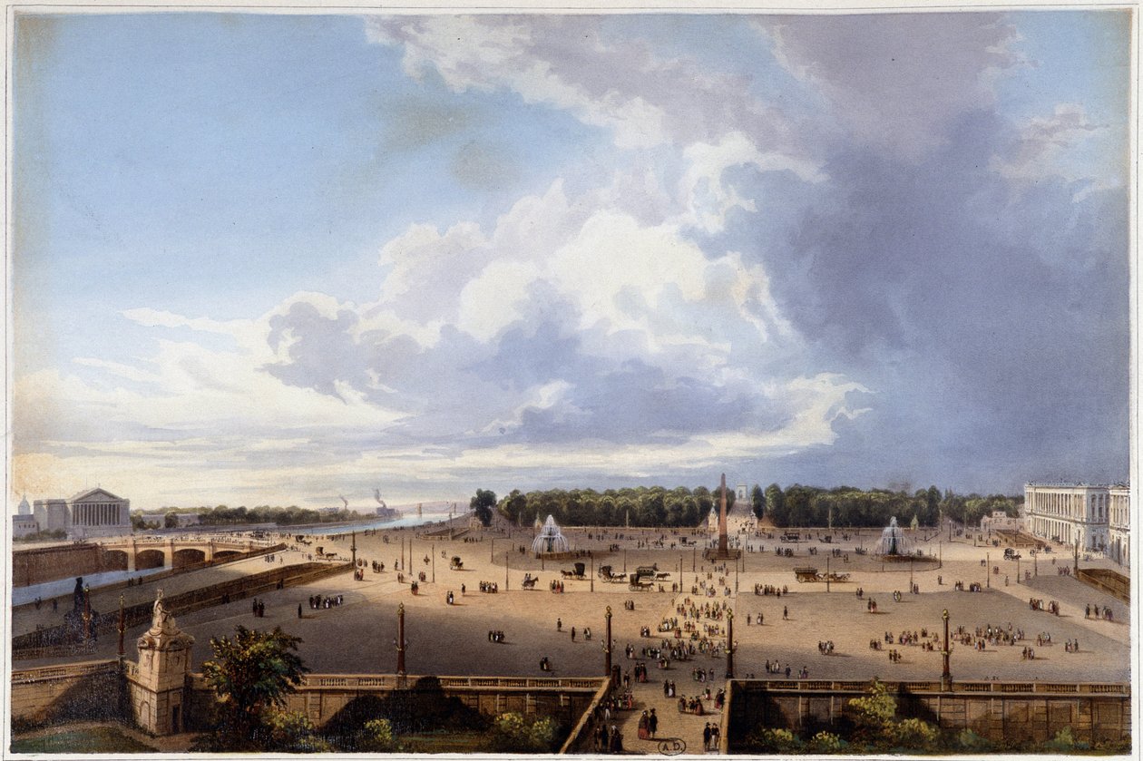 Place de la Concorde - a „Séta Párizsban és környékén”, tervezte Jacottet és Benoist, c. 1840 alkotó: Philippe Benoist