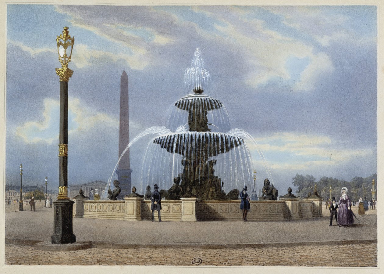 Place de la Concorde - a „Séta Párizsban és környékén”, tervezte Jacottet és Benoist, c. 1840 alkotó: Philippe Benoist