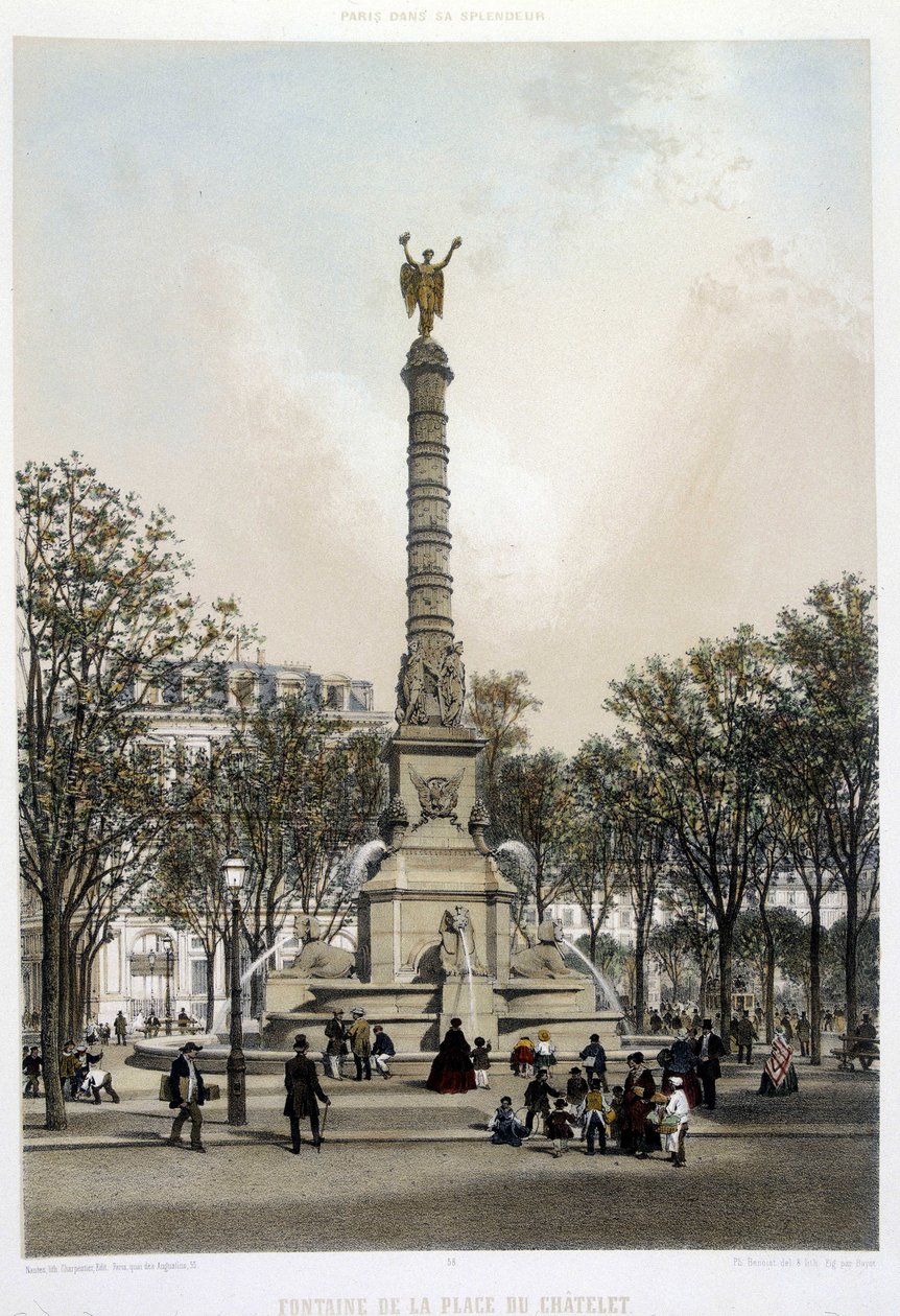 La fontaine du Chatelet - Benoist litográfiája alkotó: Philippe Benoist