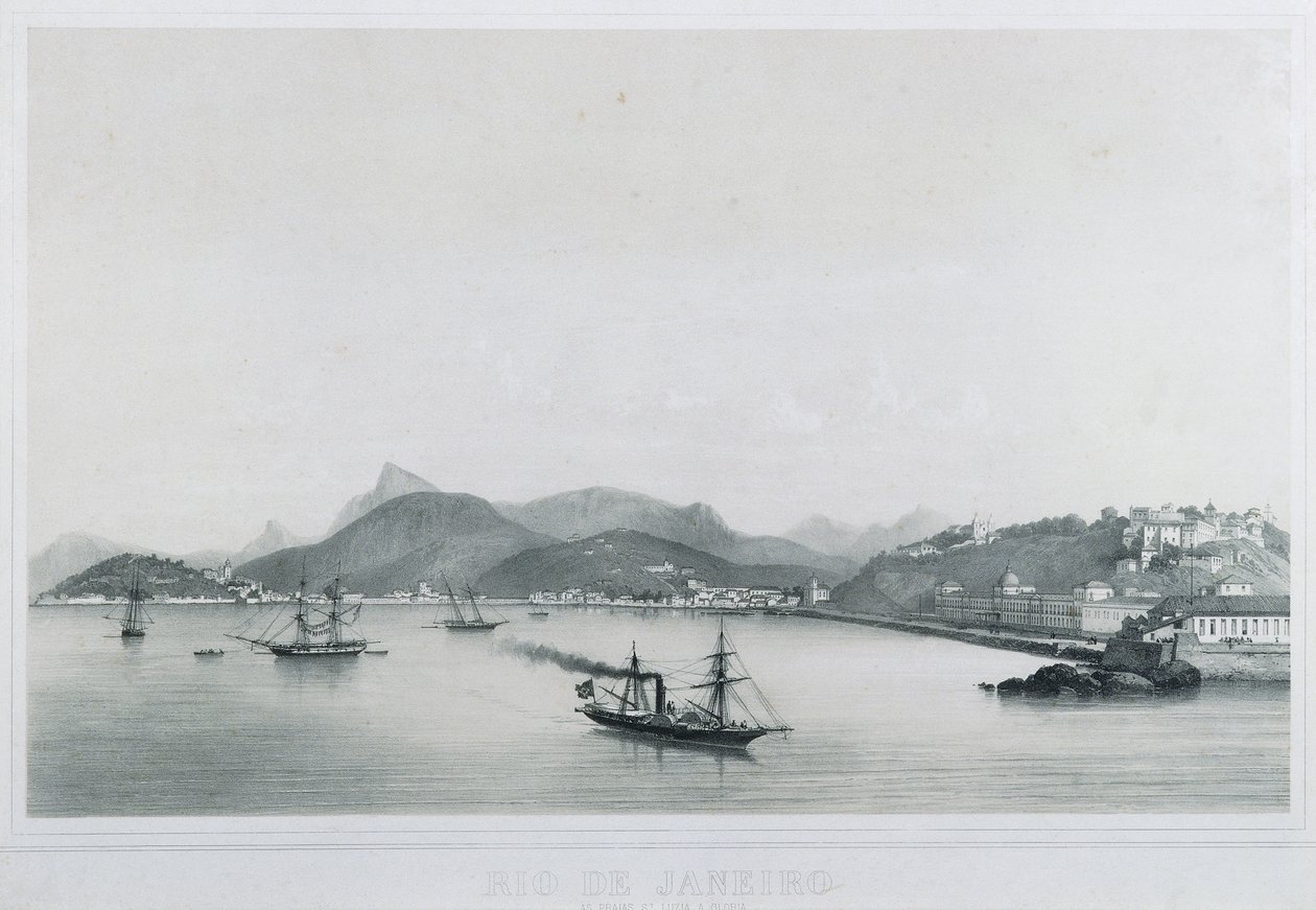 Kilenc panorámás kilátás Rio de Janeiróra: a Santa Beaches. Lucia Gloriának, 1862 alkotó: Philippe Benoist