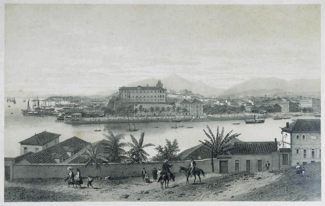 Kilenc panorámás kilátás Rio de Janeiróra: a Cobras-szigetről, 1862 alkotó: Philippe Benoist