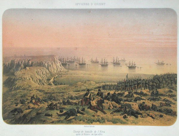 Az almai csatatér a győzelem után, 1854. szeptember 20. (színes litó) alkotó: Philippe Benoist