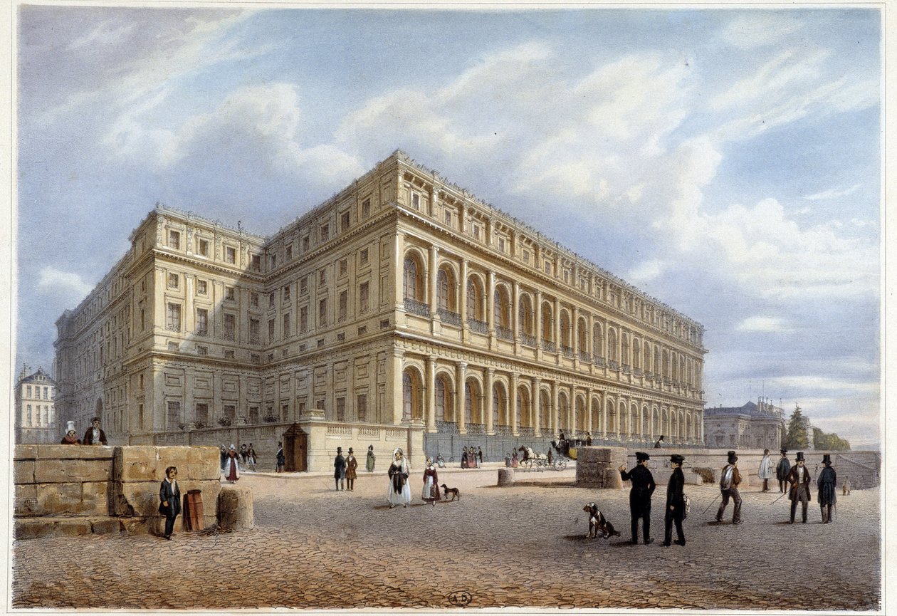 Kilátás az Orçay-palotára (vagy Orsayra?) - a „” Promenade dans Paris et ses environs”-ban, tervezte Jacottet és Benoist, c. 1840 alkotó: Philippe Benoist