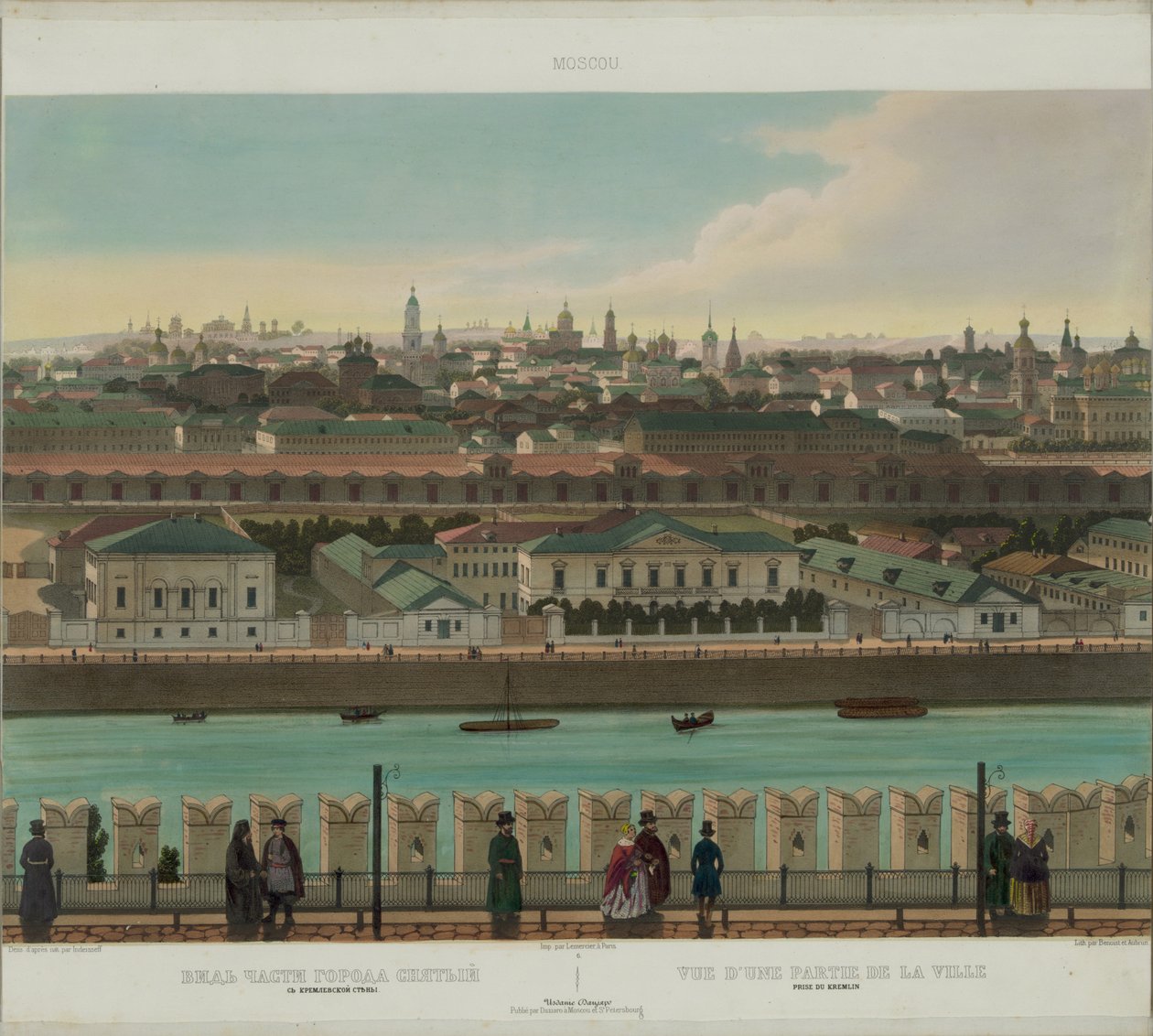 Zamoskvorechye kilátása a Kreml faláról Moszkva panorámájából 10 részletben, 1848 körül alkotó: Philippe Benoist