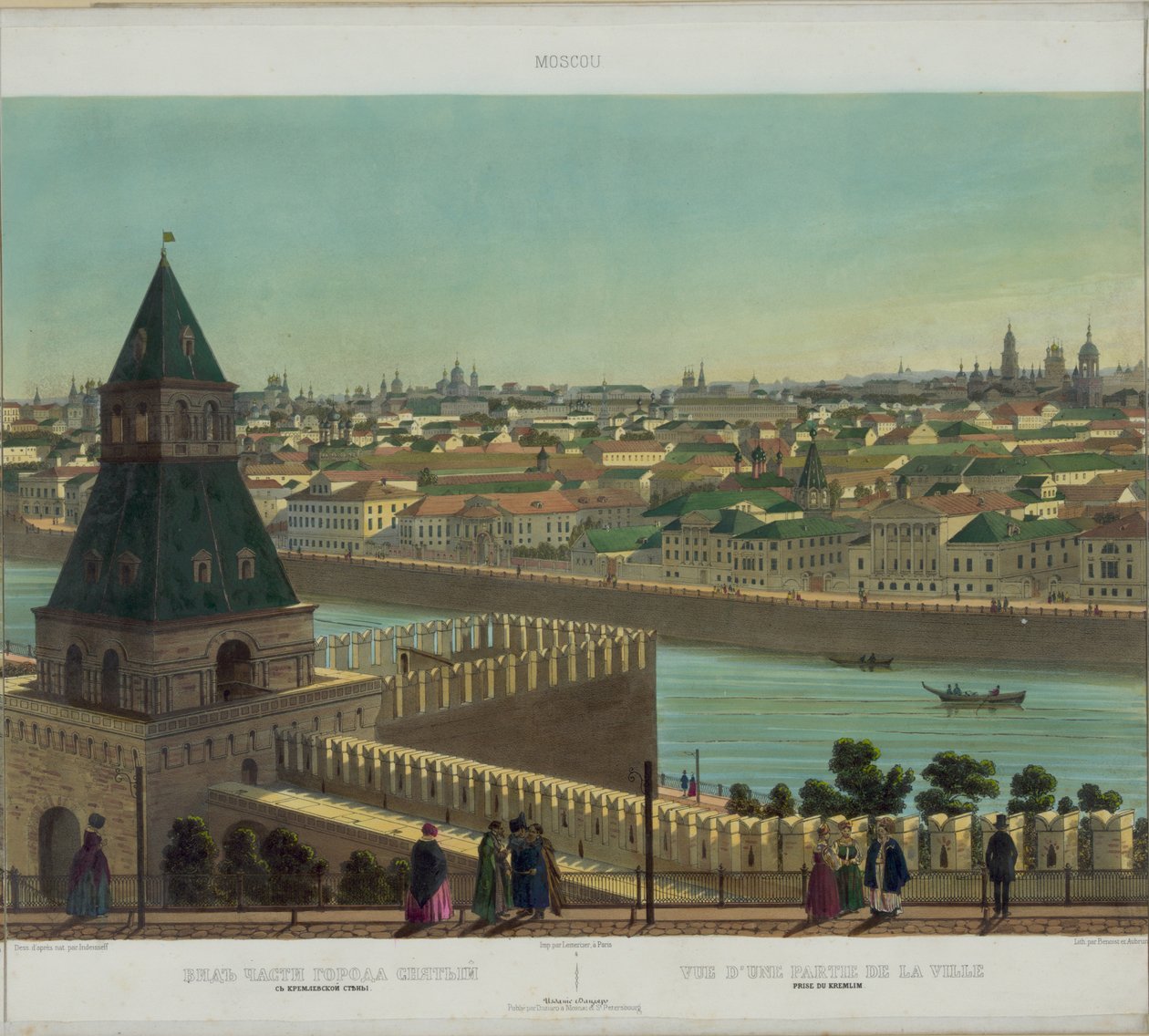 Zamoskvorechye kilátása a Kreml faláról Moszkva panorámájából 10 részletben, 1848 körül alkotó: Philippe Benoist