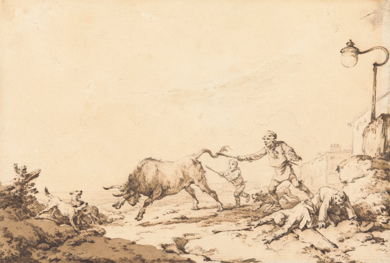 Egy Bull Charging alkotó: Philippe Jacques de Loutherbourg