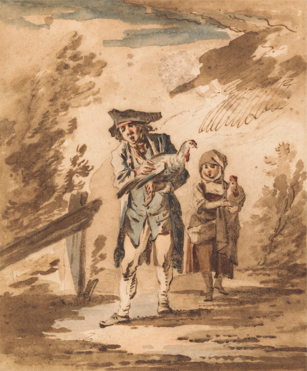 Rusztikusak a piacról visszatérő baromfival alkotó: Philippe Jacques de Loutherbourg