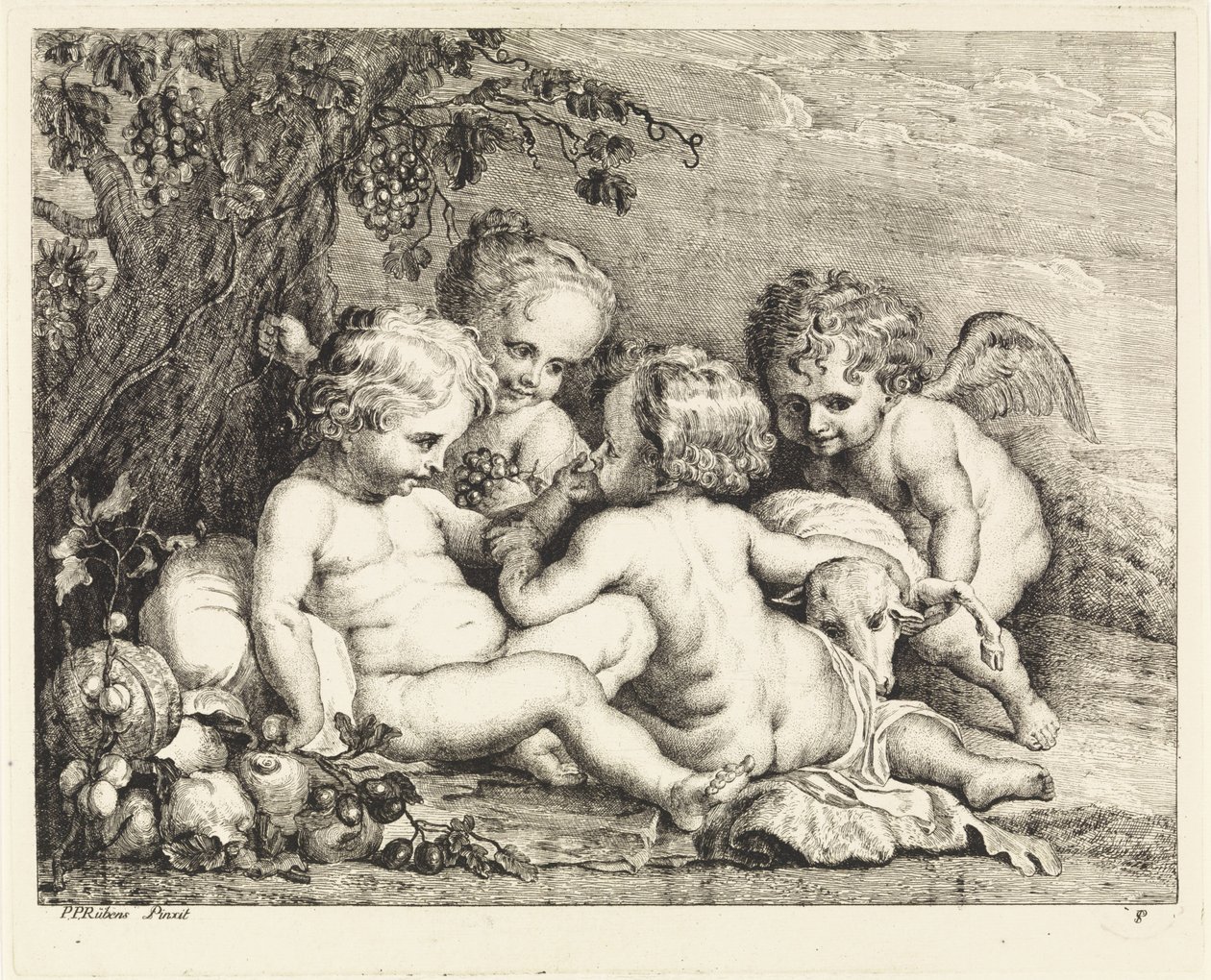 Krisztus, Keresztelő János és két putti alkotó: Philippe Lambert Joseph Spruyt