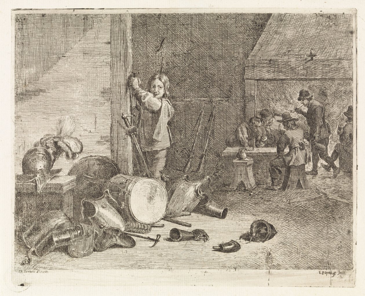 Belső fiú dobbal és páncéllal alkotó: Philippe Lambert Joseph Spruyt