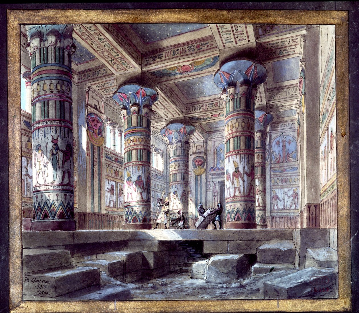 Philippe Chaperon szcenográfiája Giuseppe Verdi Aida című operájához alkotó: Philippe Marie Chaperon
