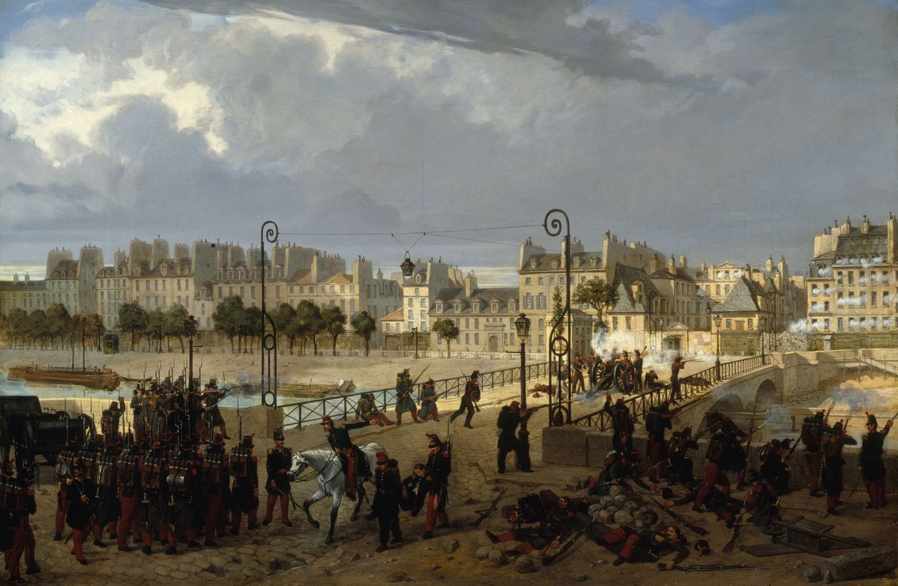 Zendülés az érseki hídon, 1849 (olaj, vászon) alkotó: Philippe Marie Chaperon