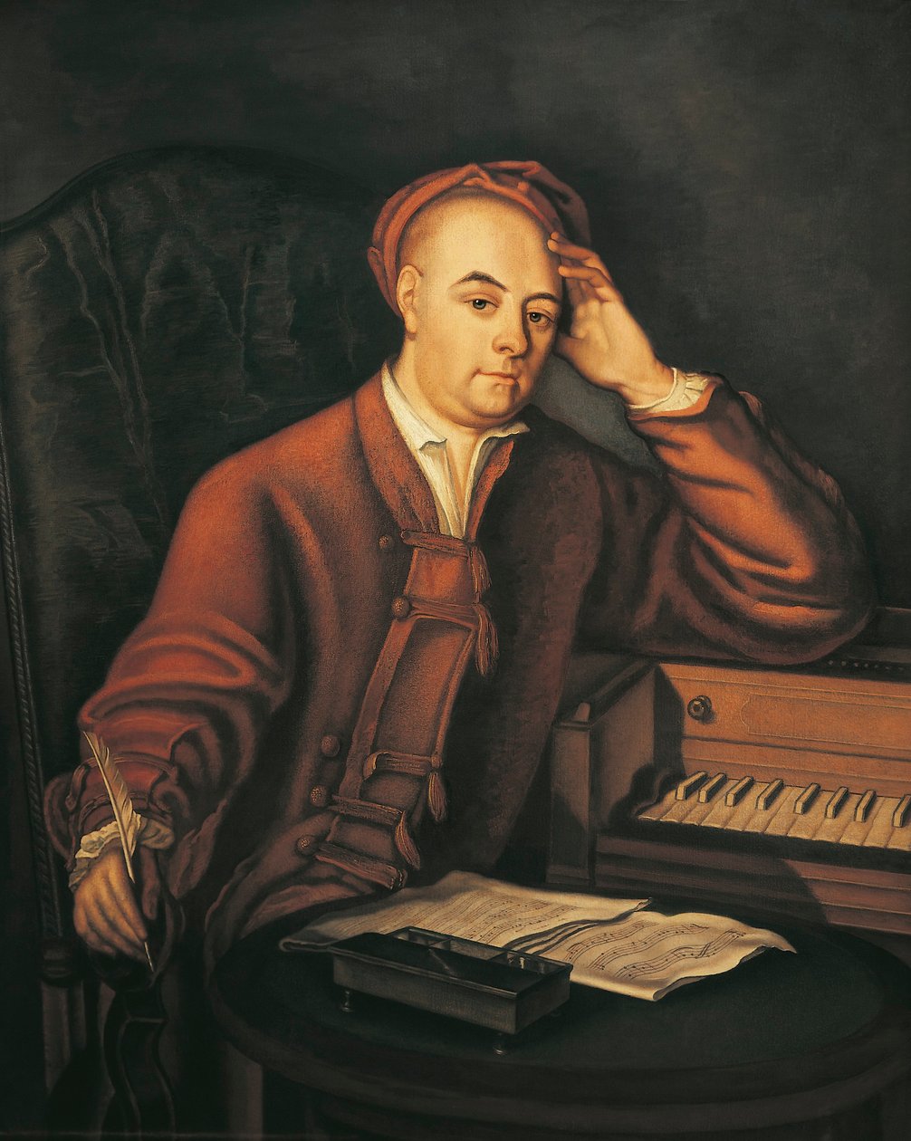 Németország, Szász-Anhalt, Halle, Georg Friedrich Handel (1685 - 1759) német zeneszerző portréja alkotó: Philippe Mercier