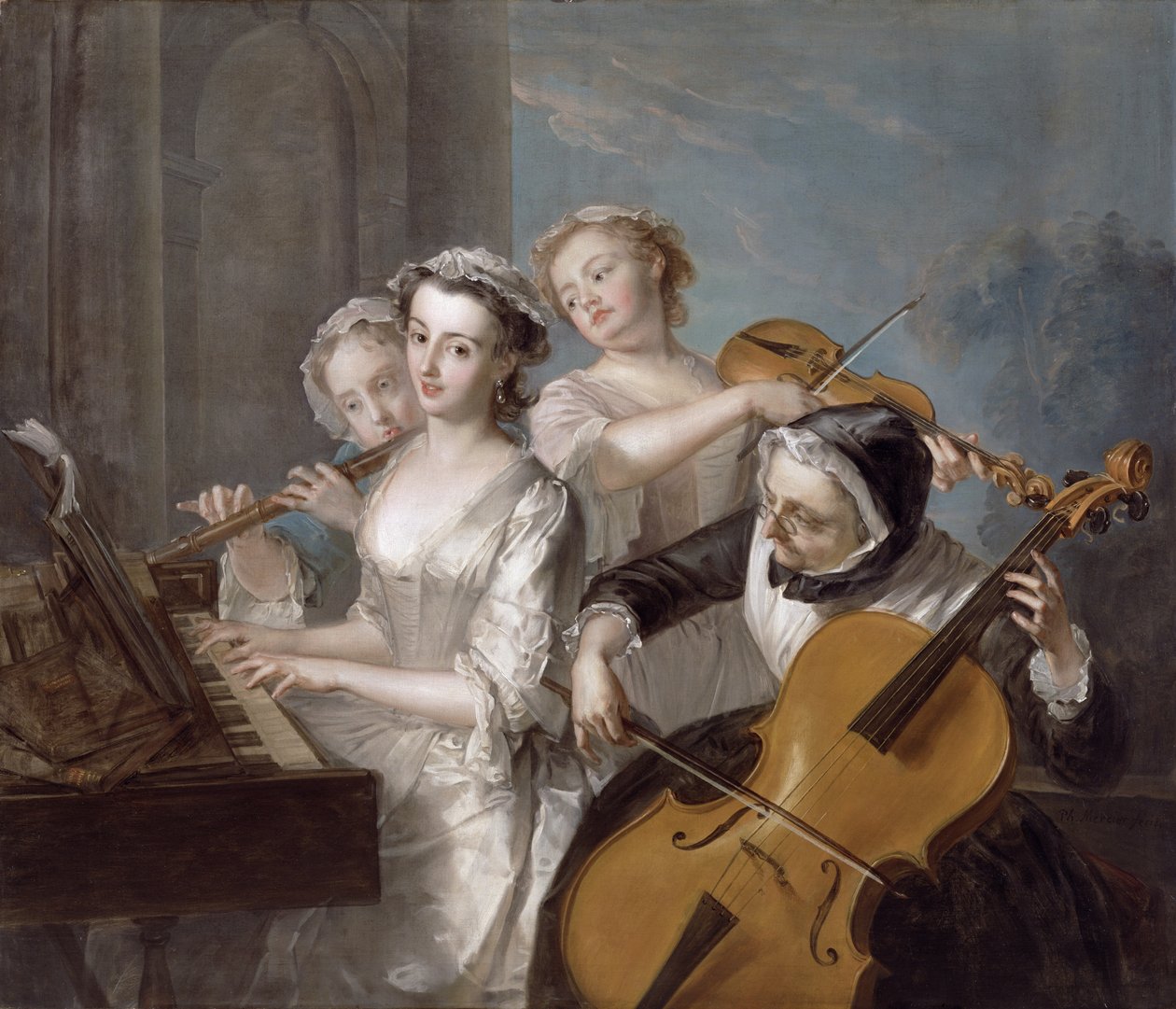 The Sense of Hearing, 1744-1747 körül (olaj, vászon) alkotó: Philippe Mercier