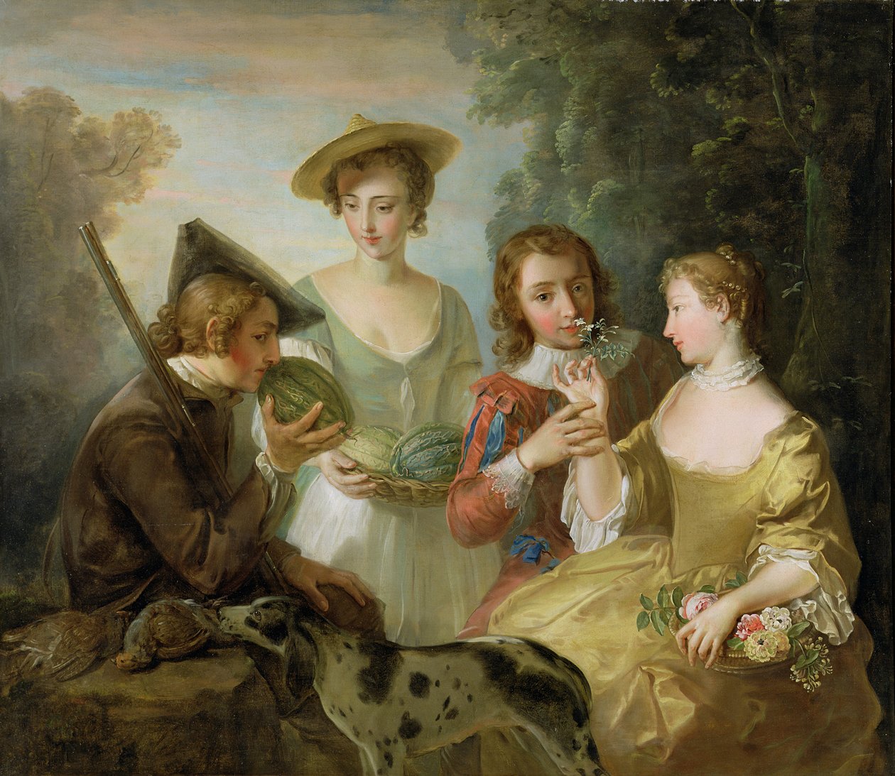 The Sense of Smell, 1744-47 körül (olaj, vászon) (lásd még: 129302 és 129303) alkotó: Philippe Mercier