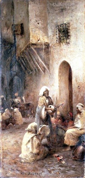 Arab zenészek a falu utcájában alkotó: Philippe Pavy
