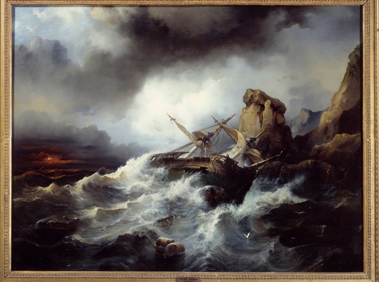 A hajótörés jelenete Philippe Tanneur (1795-1878) festménye 1850 Brest, Musee des Beaux Arts alkotó: Philippe Tanneur