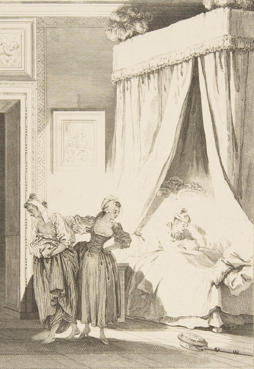La Gageure des trois Commeres: La Servante, a Mesék és novellák versben ... című kötetéből, 1795-ben. alkotó: Philippe Triere