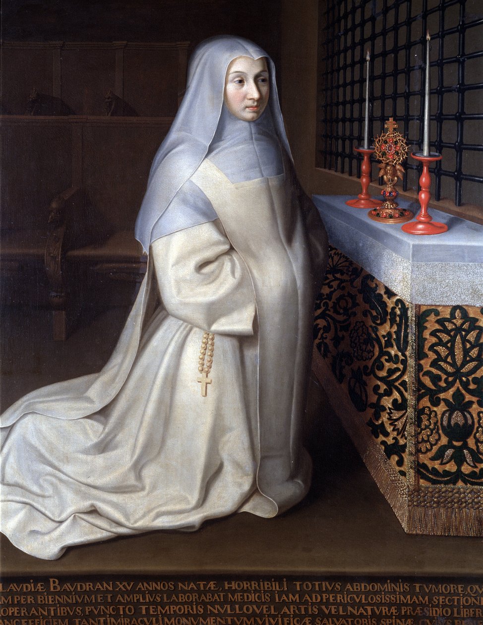 Claudia (Claude) Baudran portréja, a Port Royal des Champs (Port-Royal-des-Champs) kolostor rabja Philippe de Champaigne-nek tulajdonított festmény, Linas, Szajna és Oise templom - Olaj, vászon alkotó: Philippe de (attr. to) Champaigne