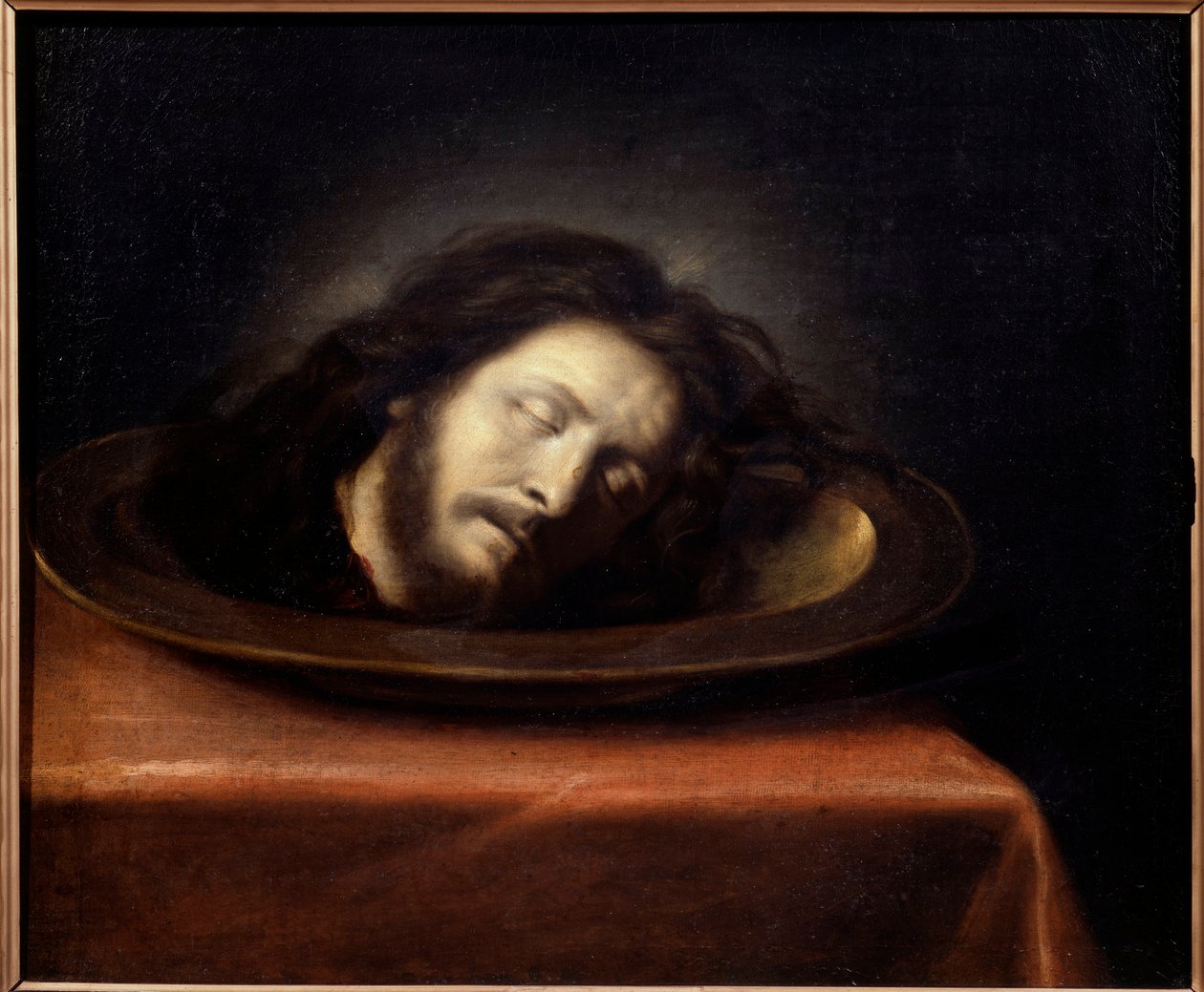 Saint Jean Baptiste feje lapra helyezve Philippe de Champaigne iskolájának festménye (1602-1674) 17. század. Magny les Hameaux, Musee de Port Royal des Champs – Keresztelő Szent János feje egy tálra helyezve. Fülöp iskolájának festménye alkotó: Philippe de (school of) Champaigne