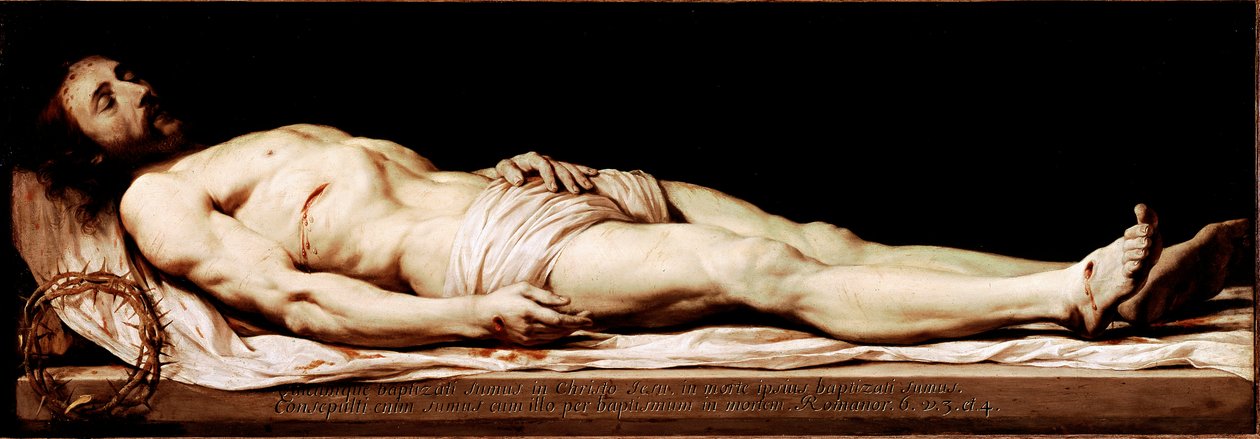 Philippe de Champaigne halott Krisztus festménye (1602-1674) 17. századi V. 68x197 cm Párizs, Louvre Múzeum alkotó: Philippe de Champaigne
