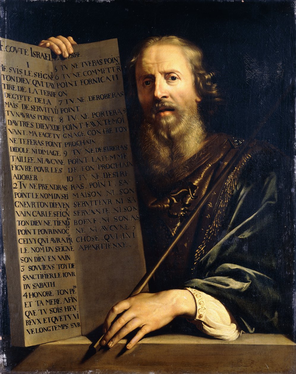 Mózes tartja a tízparancsolatot alkotó: Philippe de Champaigne