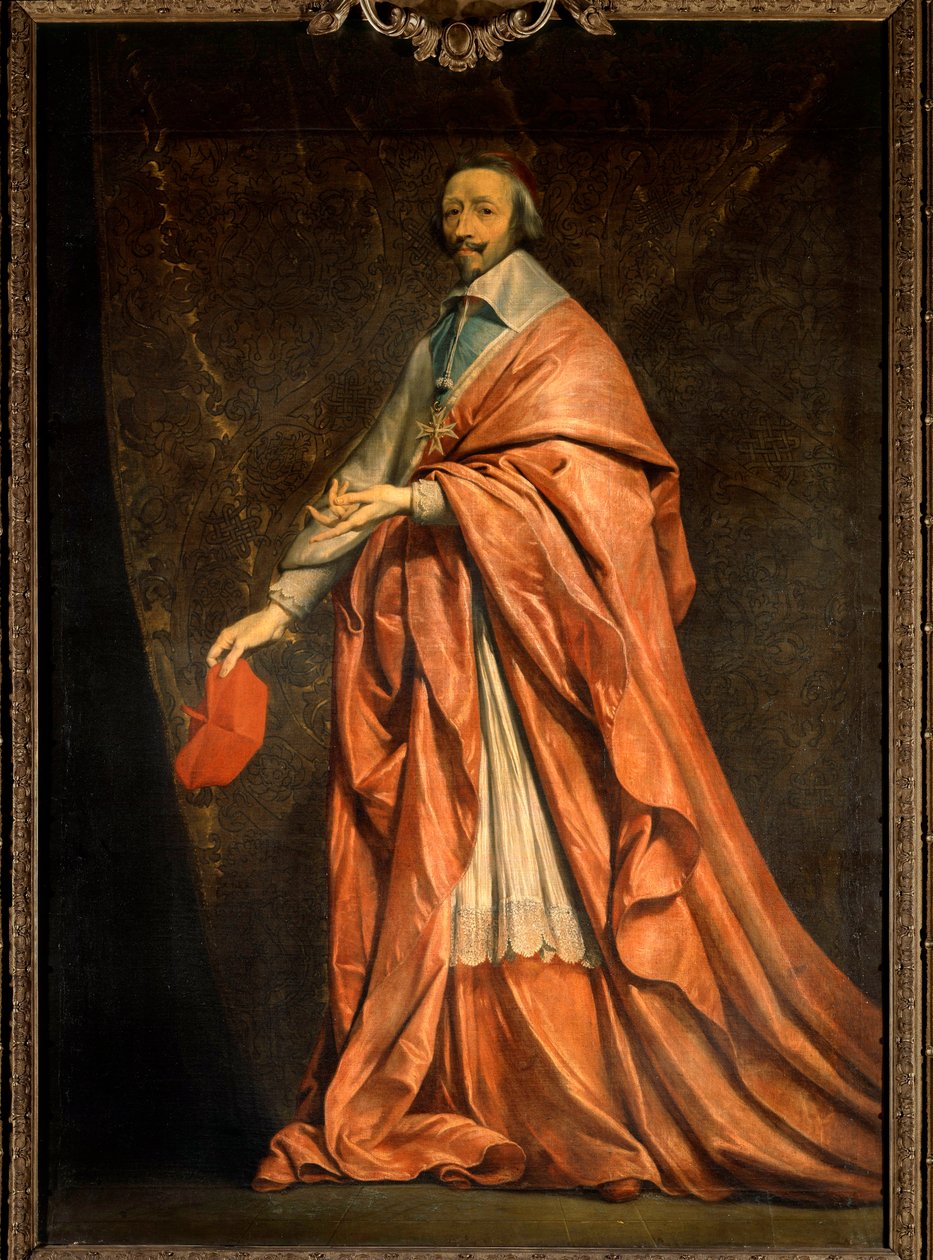 Armand Jean du Plessis, de Richelieu bíboros (1585-1642), XIII. Lajos minisztere teljes alakos portréja Philippe de Champaigne festménye (1602-1674) 17. század V. 2,22x1,55 m. alkotó: Philippe de Champaigne