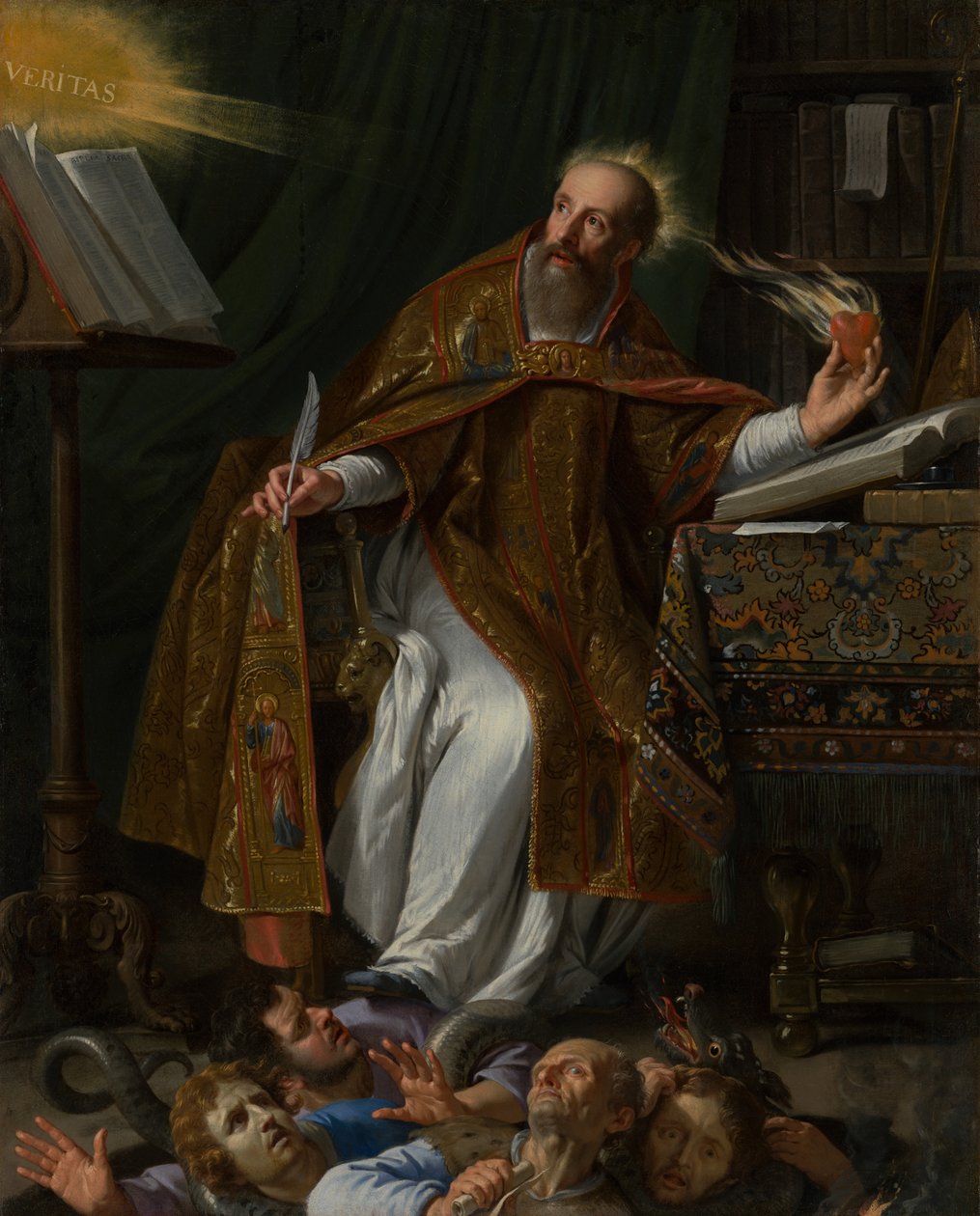 Szent Ágoston dolgozószobájában, amint eltapossa az eretnekeket alkotó: Philippe de Champaigne