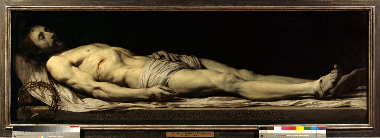 A halott Krisztus a lepelre fektetve Philippe de Champaigne (1602-1674) festménye 17. század V 0,68x1,97 m Párizs, Musee du Louvre alkotó: Philippe de Champaigne