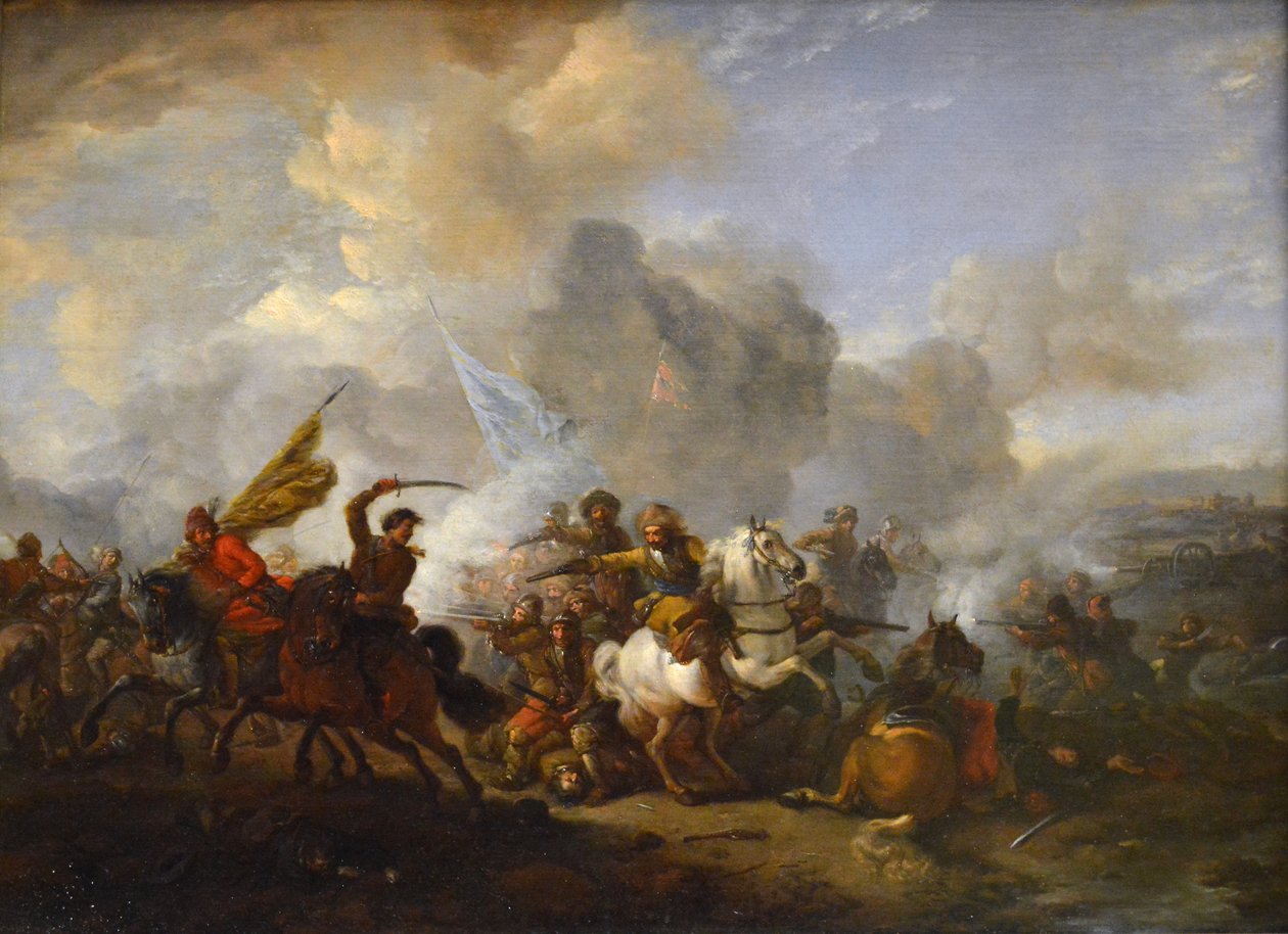 Lovasok összecsapása a keletiek és a birodalmiak között alkotó: Philips Wouwerman
