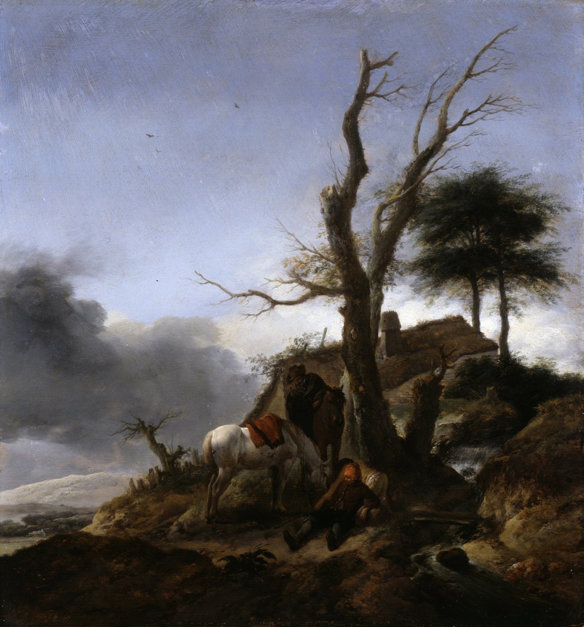 Utazók megállása alkotó: Philips Wouwerman