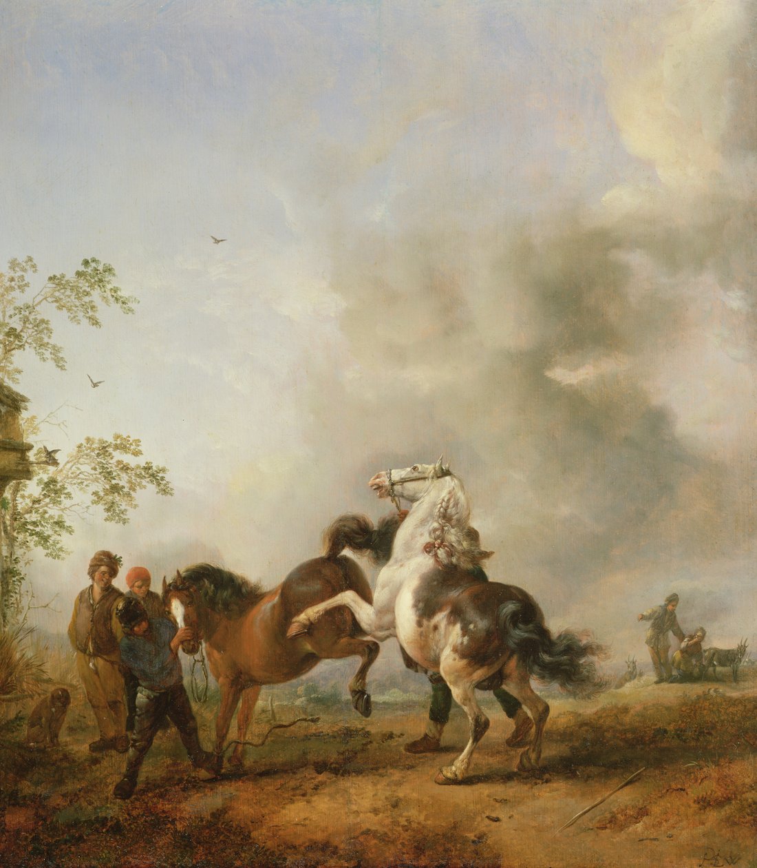 Egy kanca és egy mén egy ház előtt alkotó: Philips Wouwerman