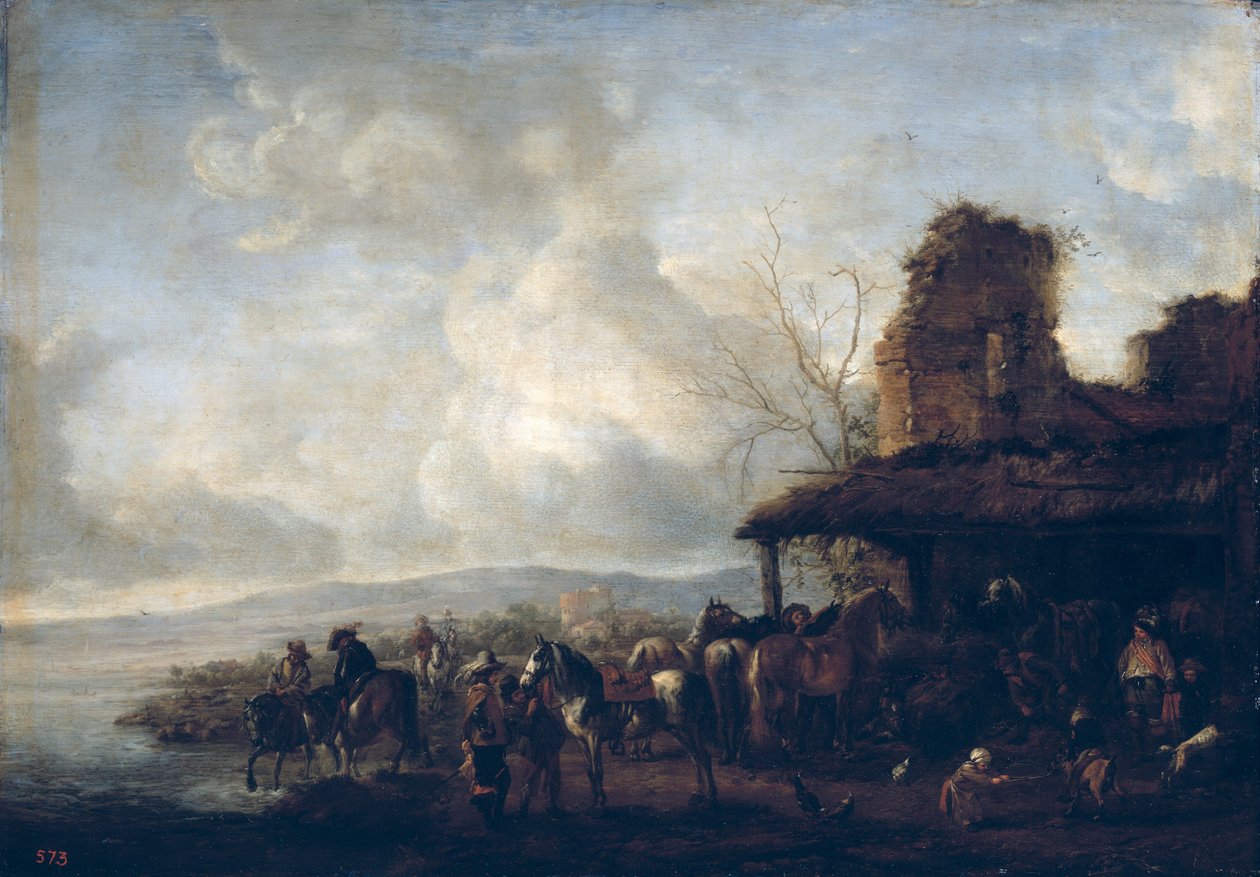 Egy romos ház istállója, 1640 körül alkotó: Philips Wouwerman