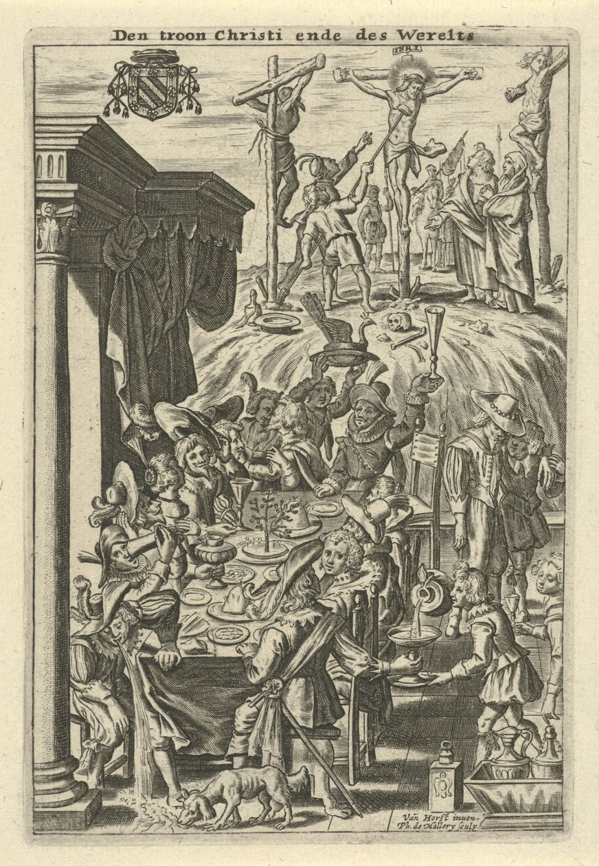 Krisztus a kereszten és ünnep alkotó: Philips van Mallery
