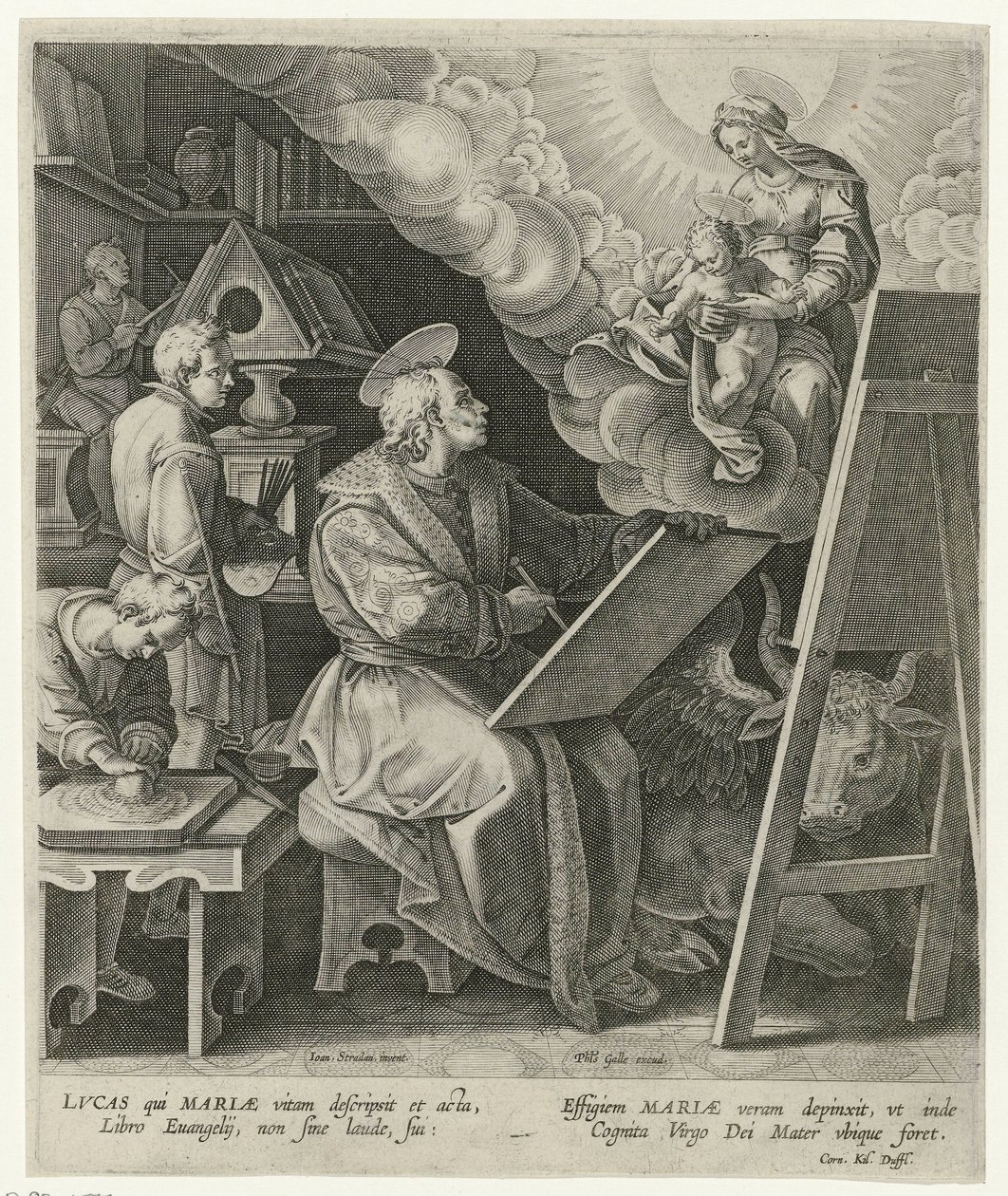 Szent Lukács megfesti Máriát gyermekével alkotó: Philips Galle (attributed to workshop of)