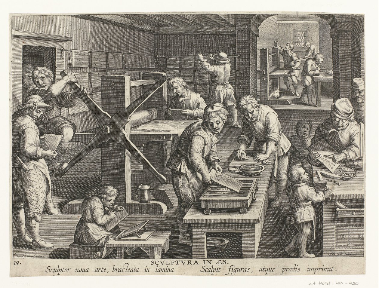 Rézmetszetek gyártása Scvlptvra in aes (cím az objektumon) Új találmányok és felfedezések (sorozat címe) Nova Reperta (sorozat címe) alkotó: Philips Galle (attributed to workshop of)