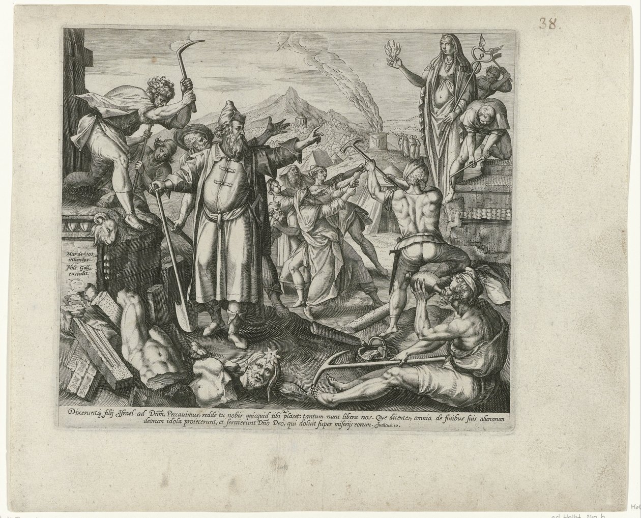 Vernietiging van de afgodsbeelden van Baal Boetedoening en berouw in het Oude Testament en het Nieuwe Testament (sorozat címe) Az isteni engedékenység és irgalom típusa azok felé, akiknek vétkeit teljes szívéből megbánja és Istenhez fordul alkotó: Philips Galle (attributed to workshop of)