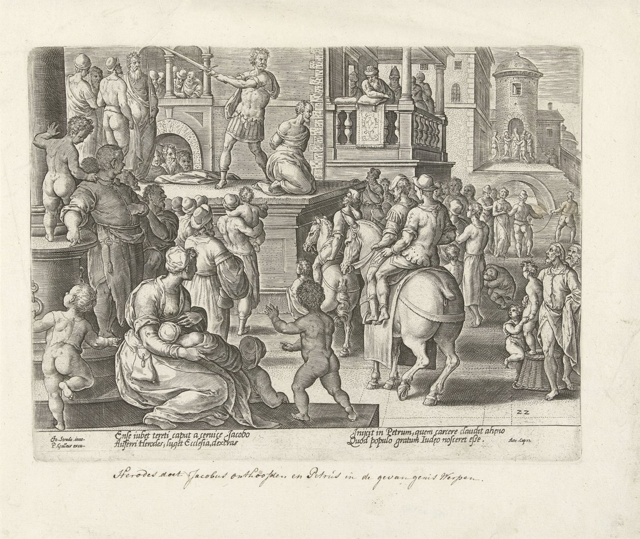 Nagy Jakab lefejezése Az Apostolok Cselekedetei (sorozat címe) Acta Apostolorum (sorozat címe) alkotó: Philips Galle (possibly)