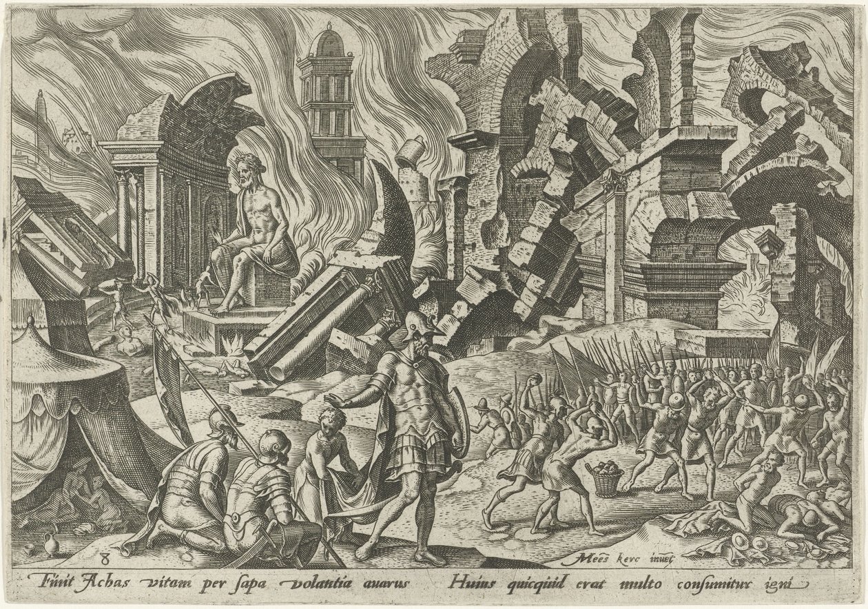 Ai elpusztítása és Ákán megkövezése The Days of Doom of the Jewish People (sorozat címe) alkotó: Philips Galle