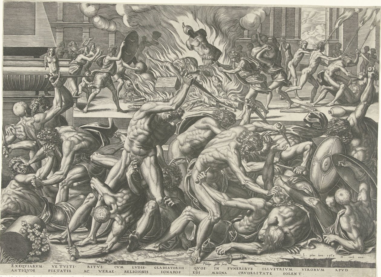 Gladiátorok harca alkotó: Philips Galle