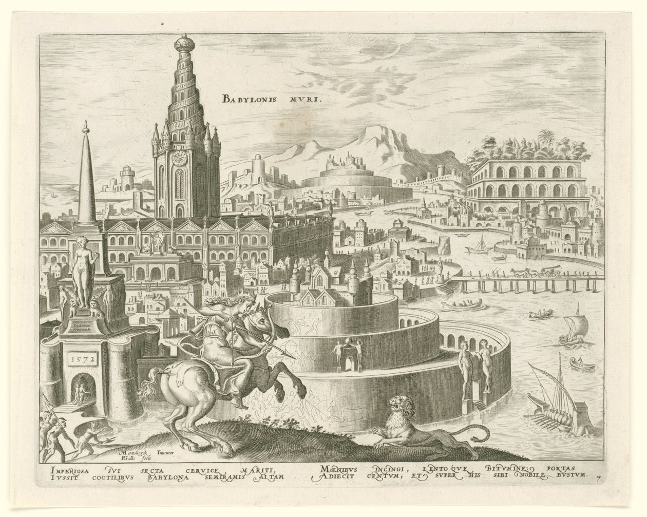 Babilon falai Babylonis Mvri (cím a tárgyon) A világ nyolc csodája (sorozat címe) alkotó: Philips Galle