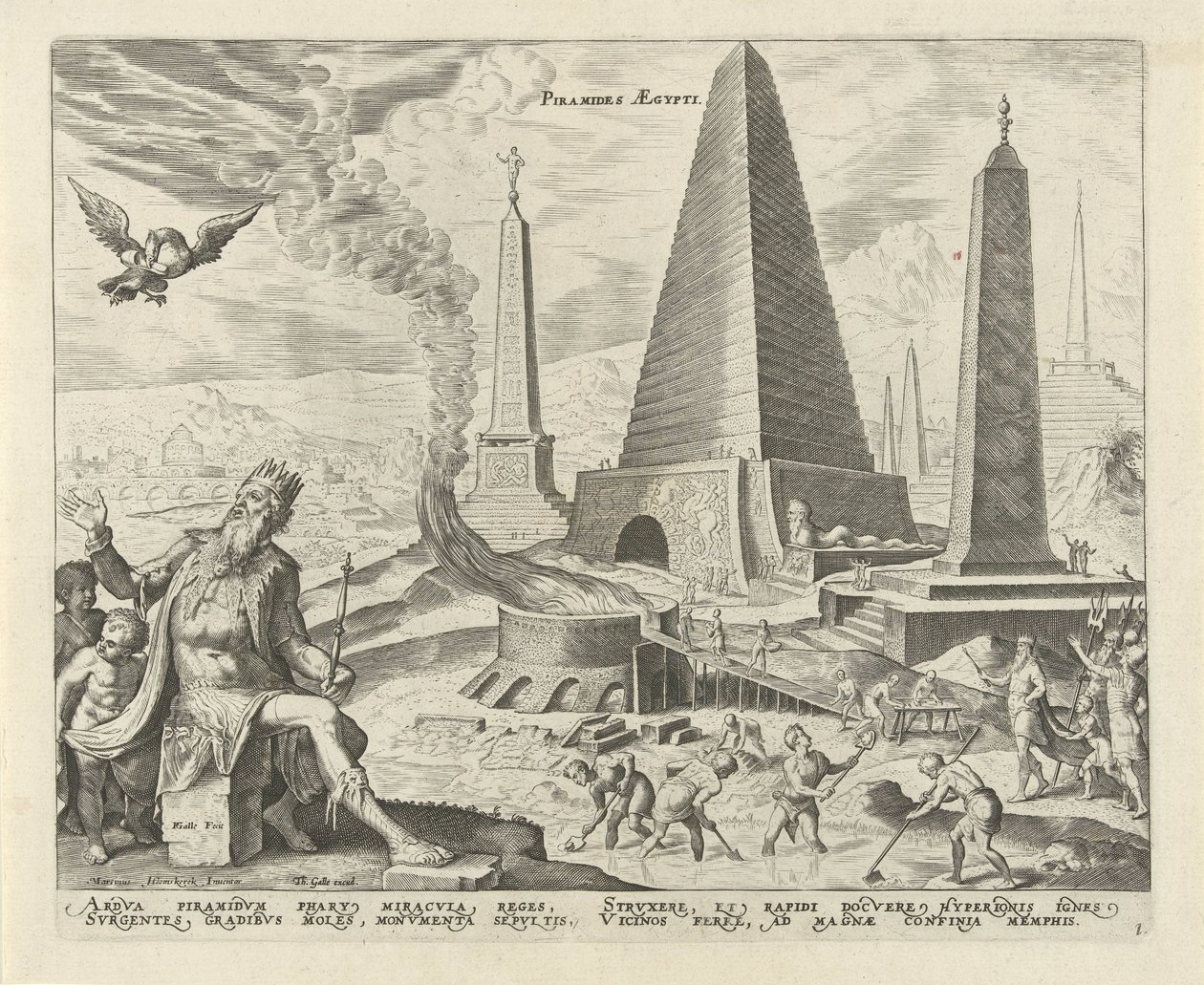 Egyiptom piramisai Aegypti piramisok (cím a tárgyon) A világ nyolc csodája (sorozat címe) alkotó: Philips Galle