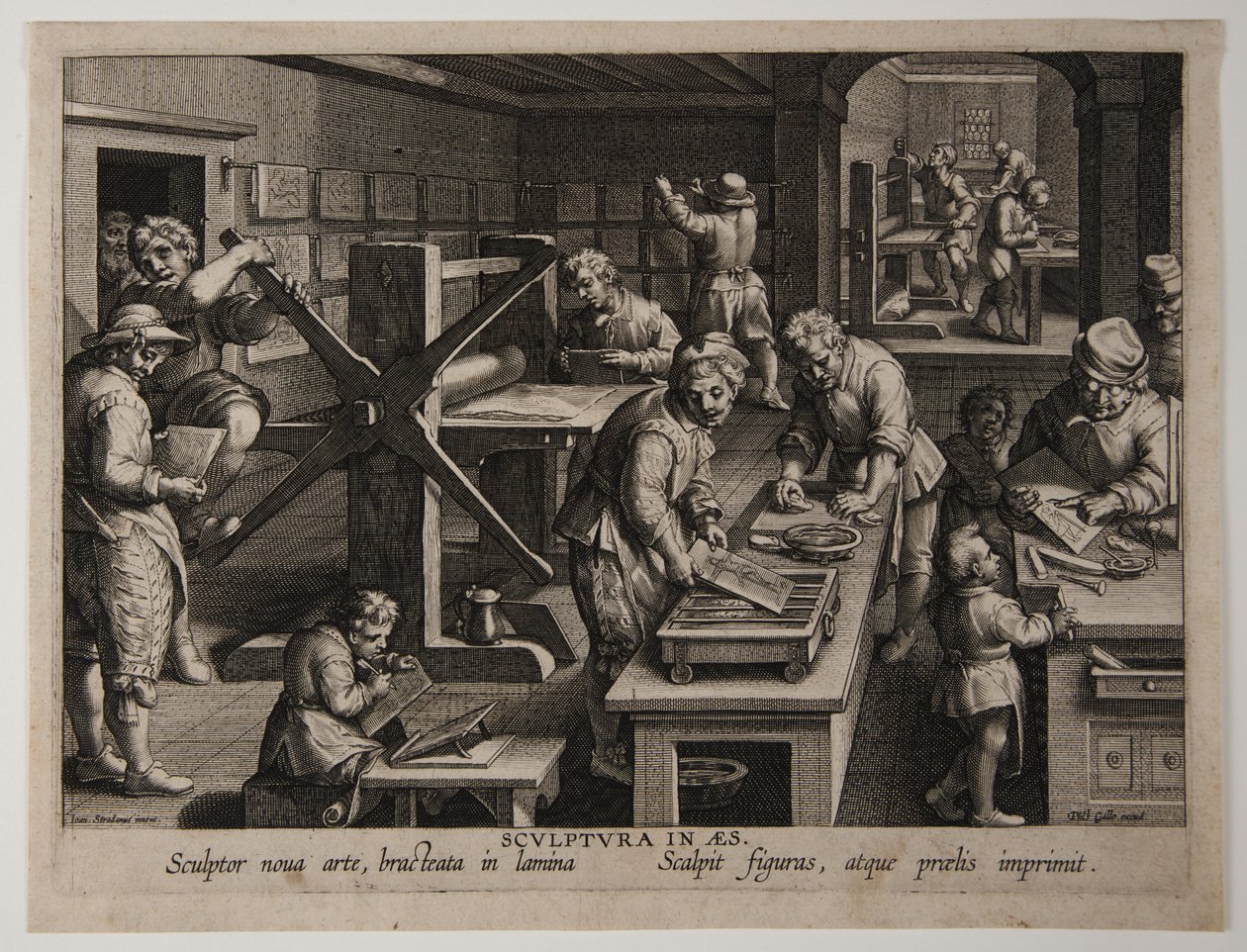 A rézmetszés feltalálása, 1591 körül (metszet) alkotó: Philips Galle