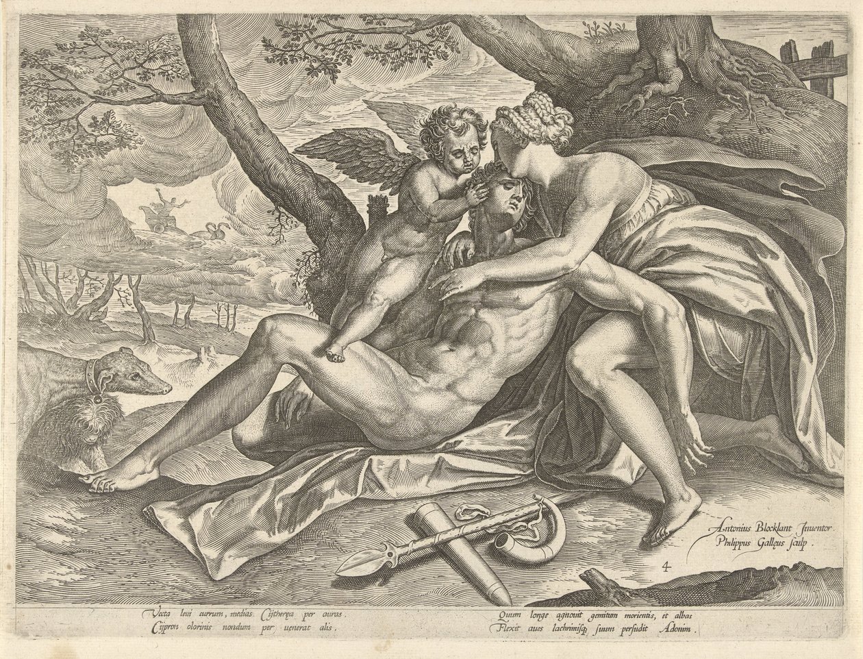 Vénusz Adonis halálát gyászolja Adonis története (sorozat címe) alkotó: Philips Galle