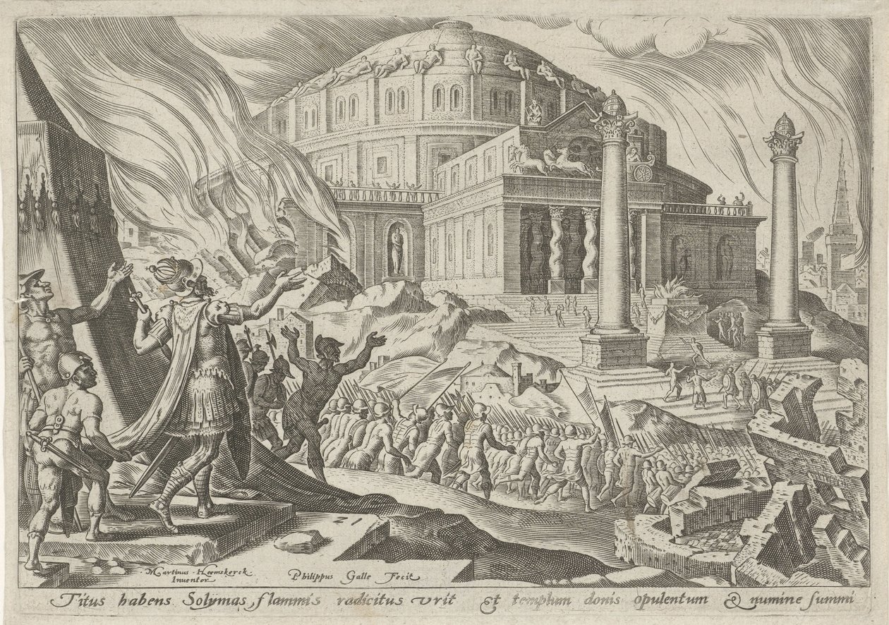 Jeruzsálem elpusztítása Titus császár által The Days of Doom of the Jewish People (sorozat címe) alkotó: Philips Galle