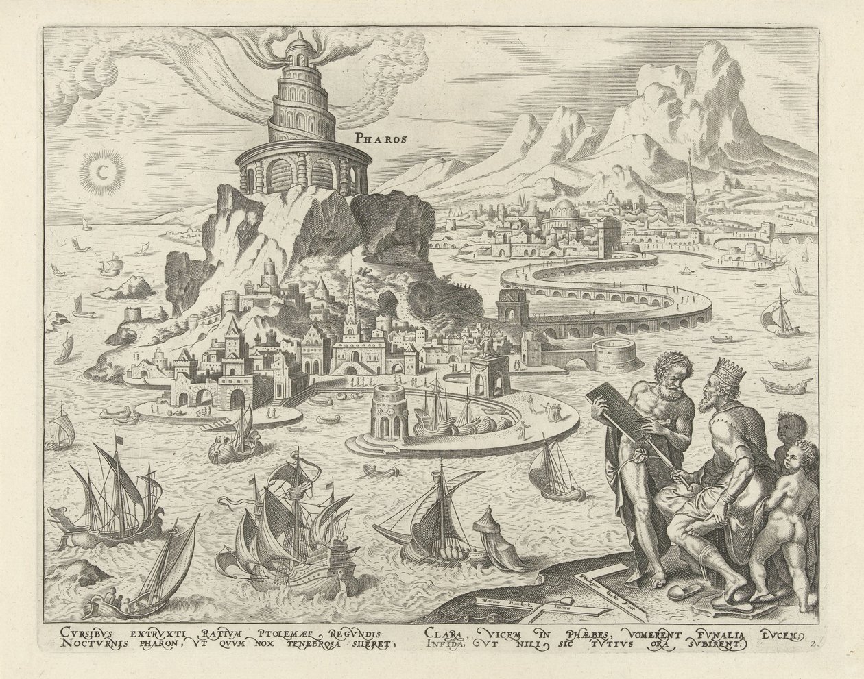 Alexandriai világítótorony Pharos (cím a tárgyon) A világ nyolc csodája (sorozat címe) alkotó: Philips Galle