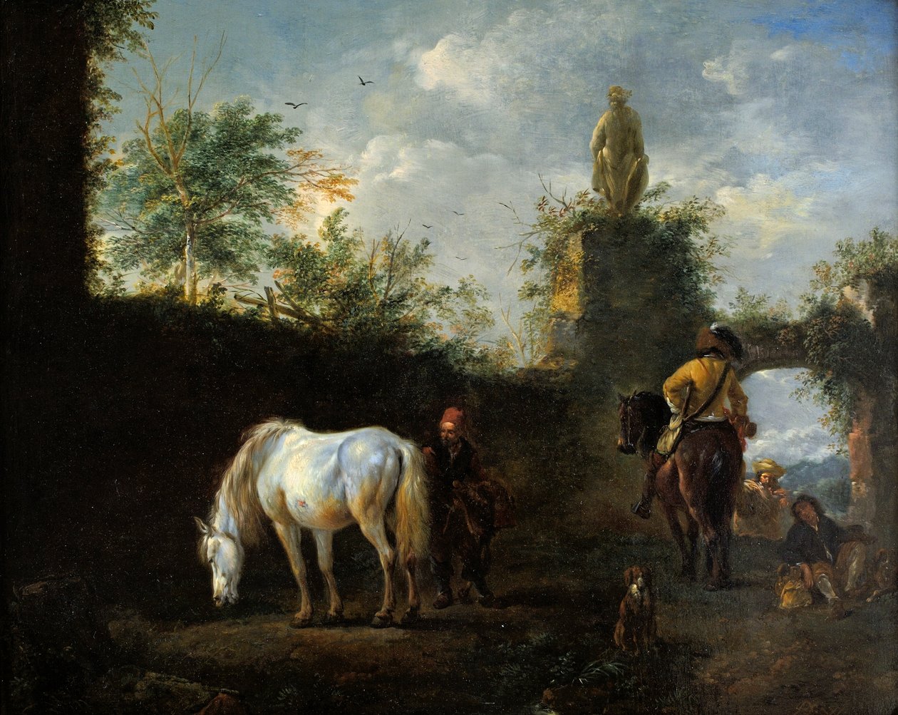 Egy Hawking Party, 1665 körül alkotó: Philips Wouwerman