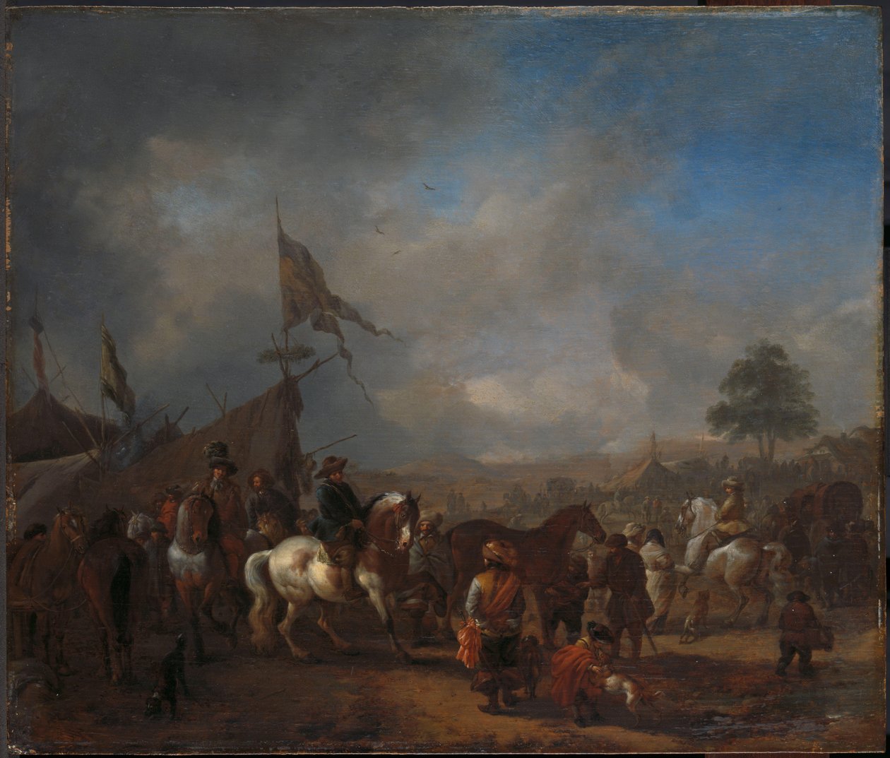 Lóvásár egy katonai tábor közelében alkotó: Philips Wouwerman