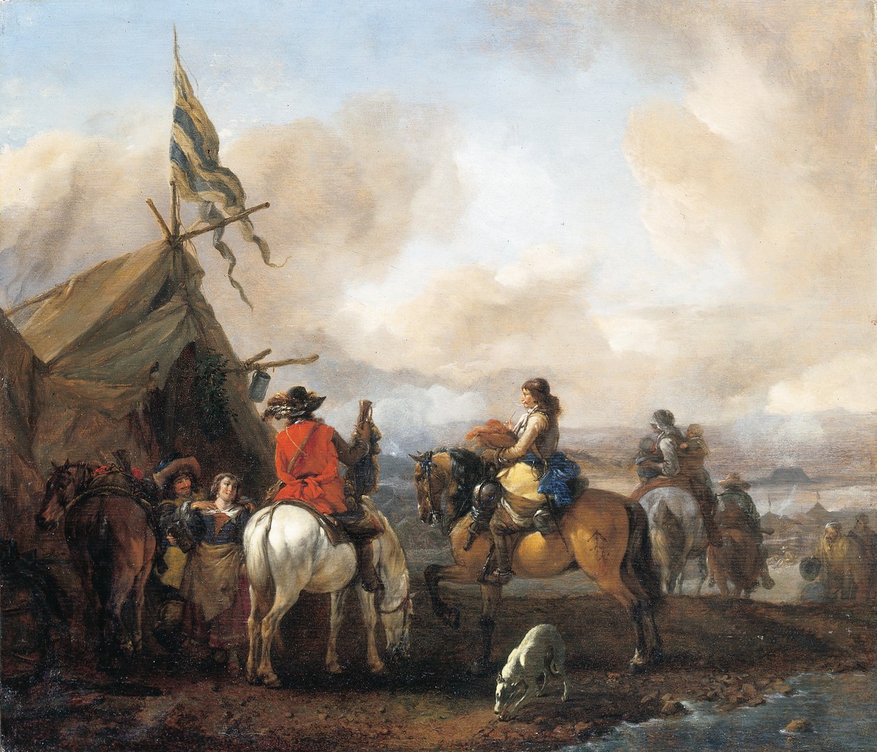 Katonai tábor lovasokkal alkotó: Philips Wouwerman