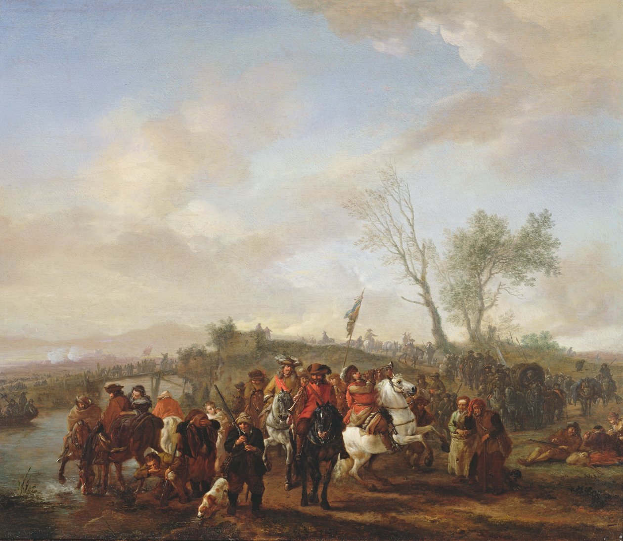 Egy hadsereg menet közben (panel) alkotó: Philips Wouwerman